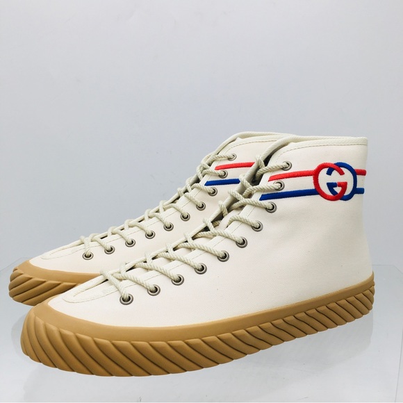 Gucci Interlocking G High Top Men’s Sneakers Myst White 703033 9ARZO 9097 - Picture 5 of 16